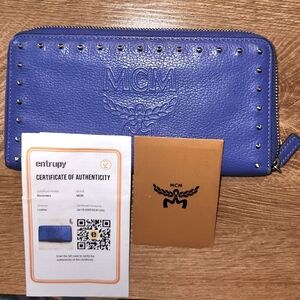MCM Royal Blue Leather Wallet with Silver Studs.. EXCELLENT CONDITION